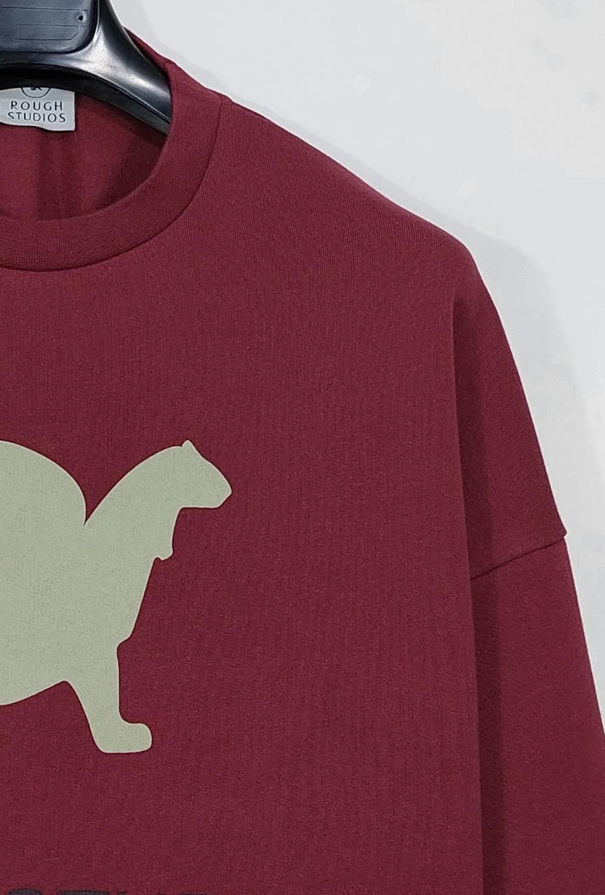 Rough Studios print cotton sweatshirt - burgundy S – photo 4